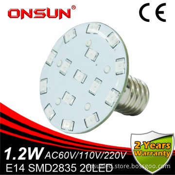 Manufacture 20led 1.2w E14 60v high power attractions led dot light transparent 45mm diameter amusement lighting led bulb